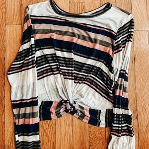 Striped Long Sleeve Crop Top